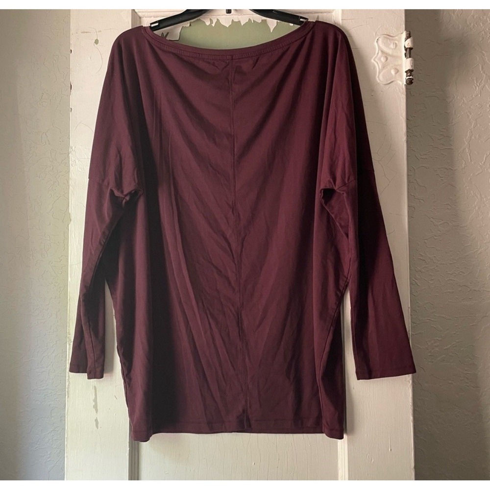 Athleta‎ Womens Large Burgundy Plum Long Sleeve Oversized Center Seam Top L - Picture 3 of 8